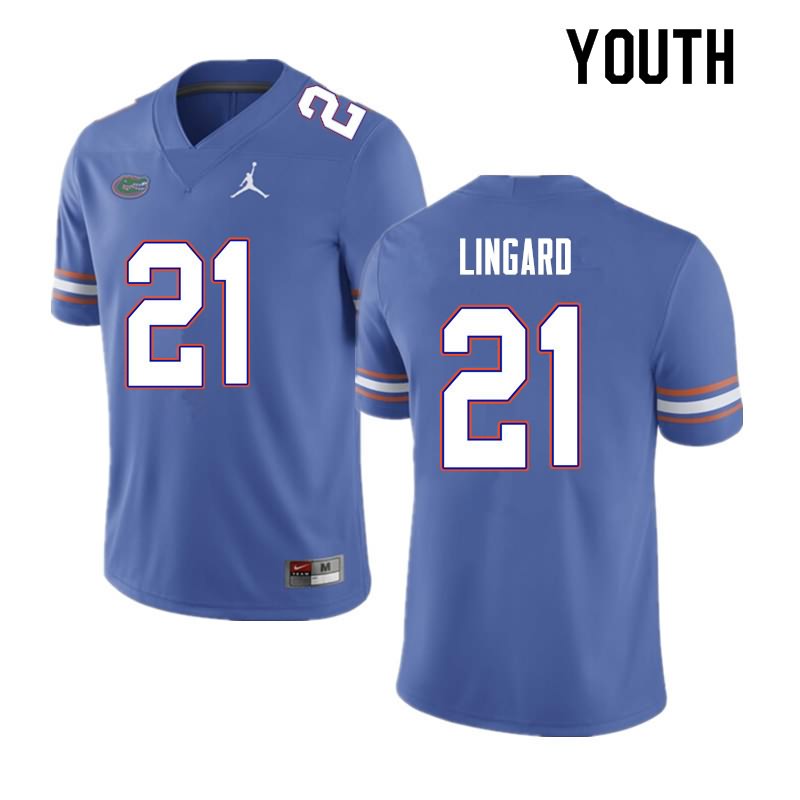 Youth NCAA Florida Gators Lorenzo Lingard #21 Stitched Authentic Nike Blue College Football Jersey SVQ3565IN